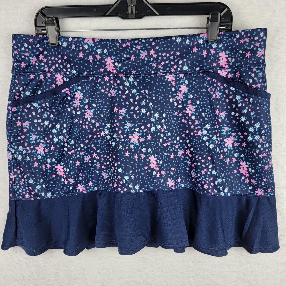 Fairycore Ruffle Skorts XL Blue Floral Pockets Pickleball Tennis Golf Athleisure